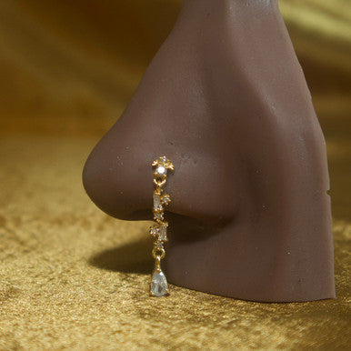 Dangling Gem Cz Nose Stud Piercing Jewelry - YoniDa'PunaniNose Stud
