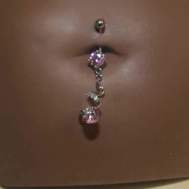 Steel Swirl Drop Navel Belly Button Ring - YoniDa'PunaniBelly Button
