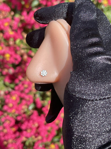 Clear Flower Gem Nose Stud Ring Piercing Jewelry - YoniDa'PunaniNose Stud
