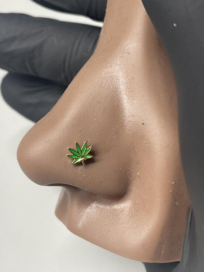 Green Canna Nose Stud Piercing Jewelry - YoniDa'PunaniNose Stud