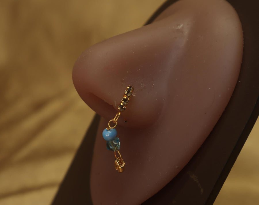 Chic Nose Hoop with Dangling Beads and Balls - YoniDa'Punani