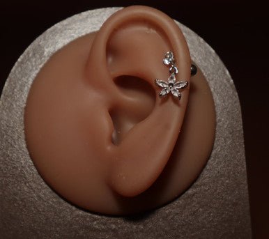 Clear Gem Dangling Flower Heidi Cartilage Ear Piercing Jewelry - YoniDa'PunaniCartilage piercing