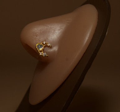 Crescent Moon Cubic Zircon Gems Stud Piercing Jewelry - YoniDa'PunaniNose Stud