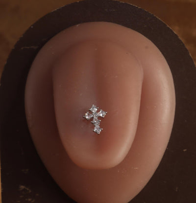 Cross Gem 14G Steel Tongue ring barbell piercing - YoniDa'Punani