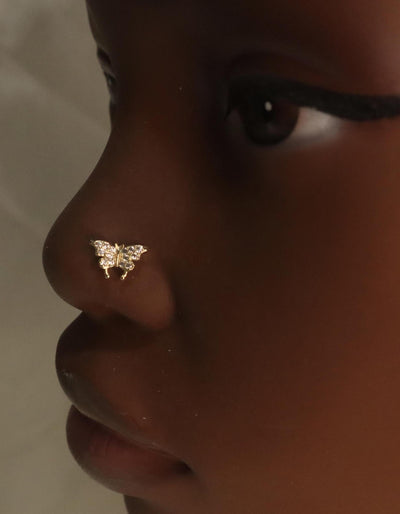 Cute Butterfly Tiny Nose Stud Piercing - YoniDa'Punani