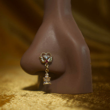 tar Crown Dangle Nose Stud Ring Piercing - YoniDa'Punaninose stud