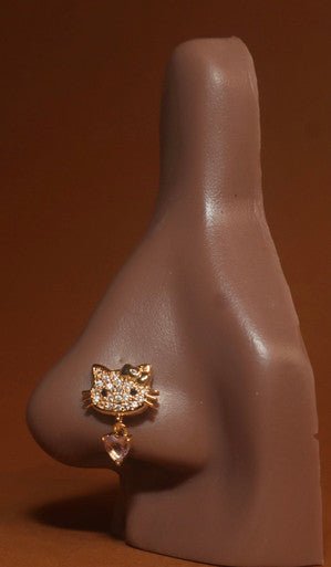 Dangle Kitty Pink Heart Nose Stud Piercing Jewelry - YoniDa'PunaniNose Stud