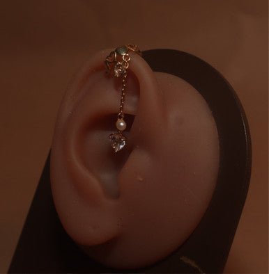 Dangle Cubic Zircon Gem Ear Cuff Non Piercing Jewelry - YoniDa'PunaniEAR CUFF