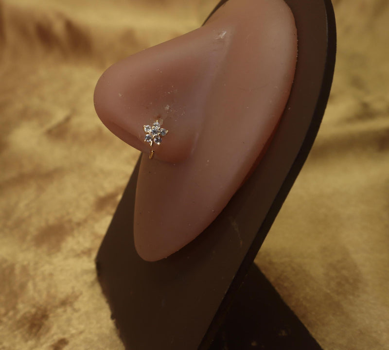 Delicate flower Gemstones Nose Hoop Piercing - YoniDa&