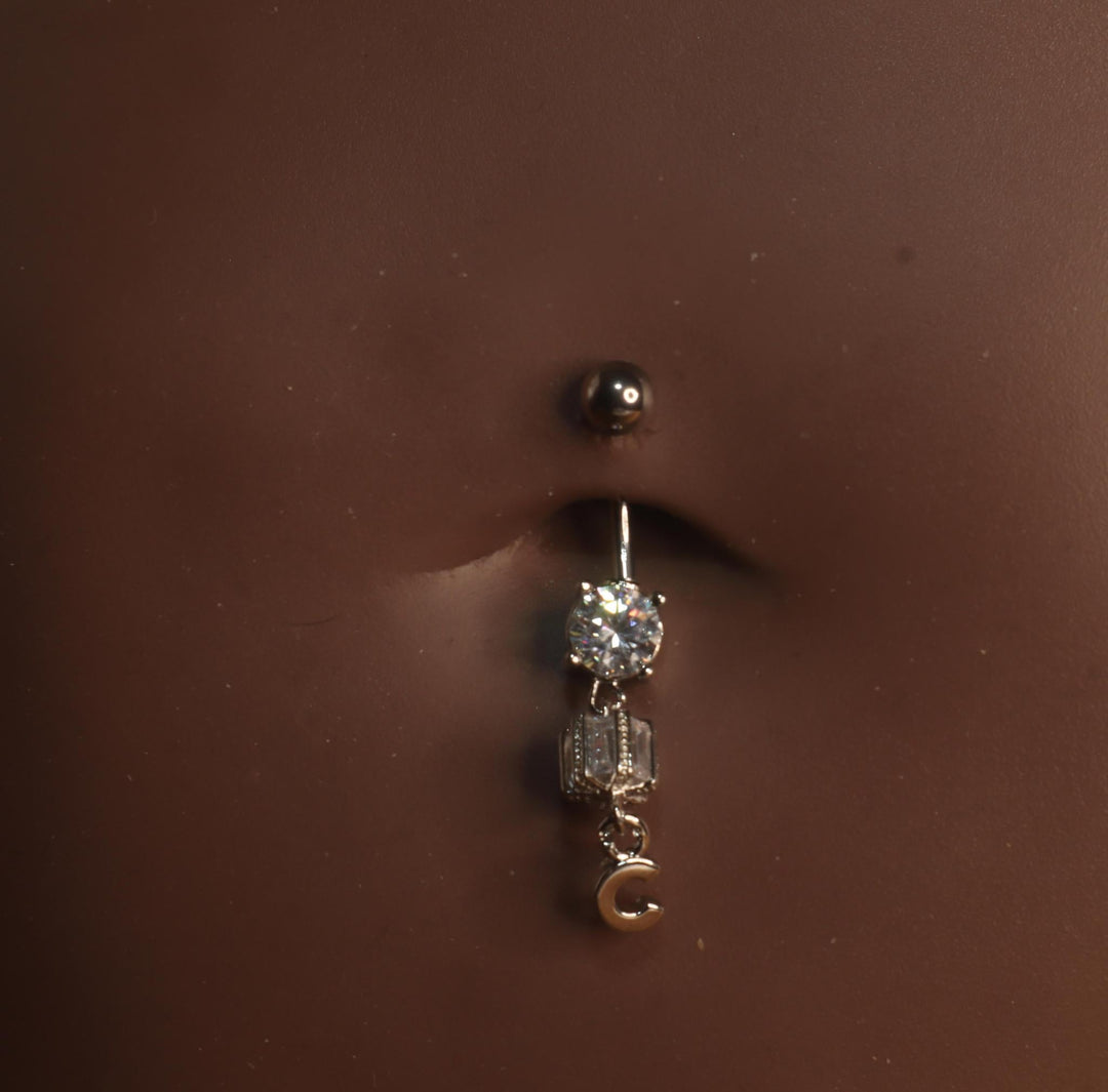 Diamond Square Dangle Navel Belly Piercing - YoniDa'Punani