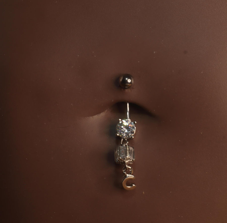 Diamond Square Dangle Navel Belly Piercing - YoniDa'Punani