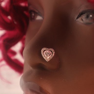 Double Heart Nose Stud Ring Piercing Jewelry - YoniDa&