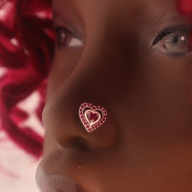 Double Heart Nose Stud Ring Piercing Jewelry - YoniDa'PunaniNose Stud