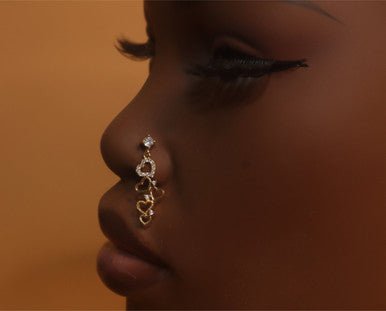 Double Love Dangling Hearts Nose Stud Piercing Jewelry - YoniDa&