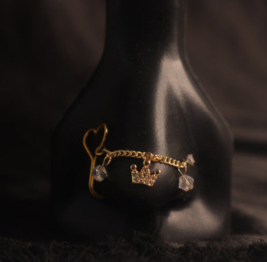 Dangle Crown Chain Nose Cuff Stud Piercing Jewelry - YoniDa&