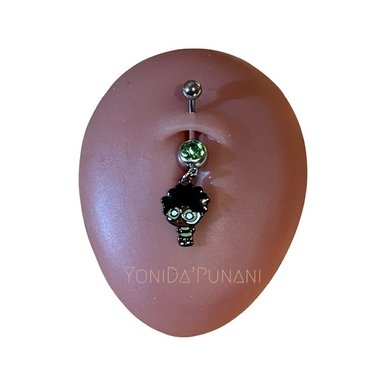 Multi Colors Dangling Ebony Puff Girls Belly Button Body Piercing - YoniDa'PunaniBelly Button