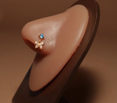 Elusive Dangle Butterfly Gems Nose Stud Ring Piercing - YoniDa'PunaniNose Stud