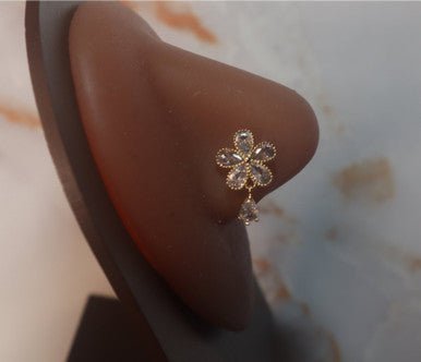 Esme Flower Cubic Zirconia Gem Nose Stud - YoniDa'PunaniNose Stud