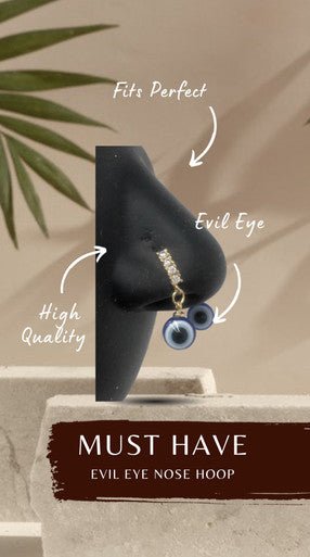 Evil Eye Nose Hoop Ring Piercing Jewelry - YoniDa'Punaninose hoop