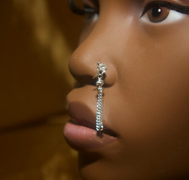 X Mark Long Dangle Chain Nose Hoop Ring Piercing \ - YoniDa'Punaninose hoop