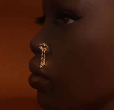 Drop Chain Cloudy Gem Nose Stud Piercing Jewelry - YoniDa'PunaniNose Stud