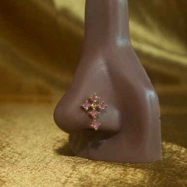 Five Gems Cross Holy Nose Stud Ring Piercing Jewelry - YoniDa'PunaniNose Stud