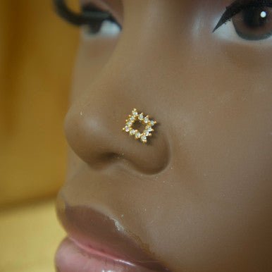 Four Square Diamond Nose Stud Piercing Jewelry - YoniDa&