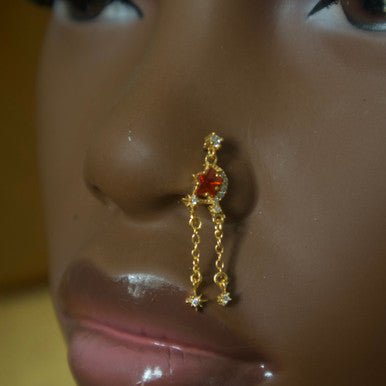 Galaxy Big Diamond Two Star Gem Nose Stud - YoniDa'PunaniNose Stud