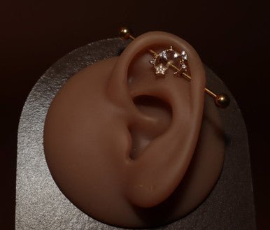 Golden Earring Industrial Barbell Earring Body Piercing Jewelry - YoniDa'Punaniindustrial bar