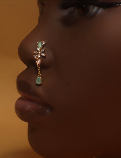 Good karma Dangle Flower Gem Nose Stud - YoniDa'PunaniNose Stud