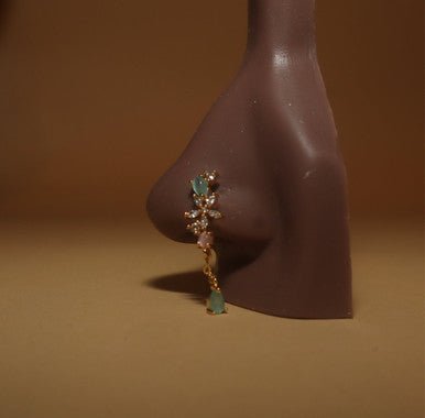 Good karma Dangle Flower Gem Nose Stud - YoniDa'PunaniNose Stud