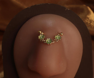 Green Flower Bridge High nostril jewelry - YoniDa'Punani