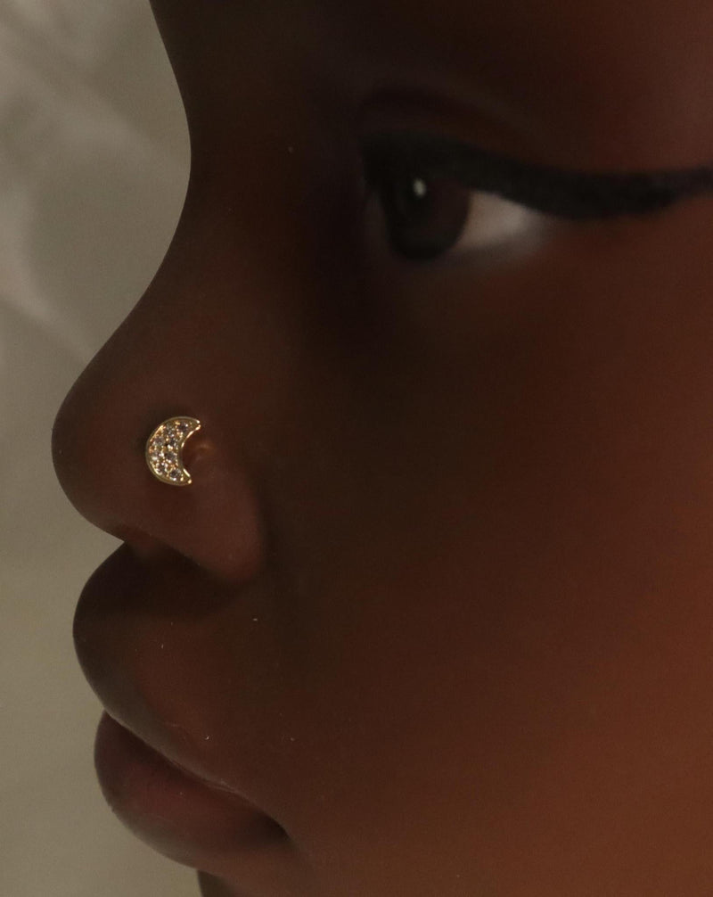 Half Moon Gems Nose Stud Piercing Jewelry - YoniDa&
