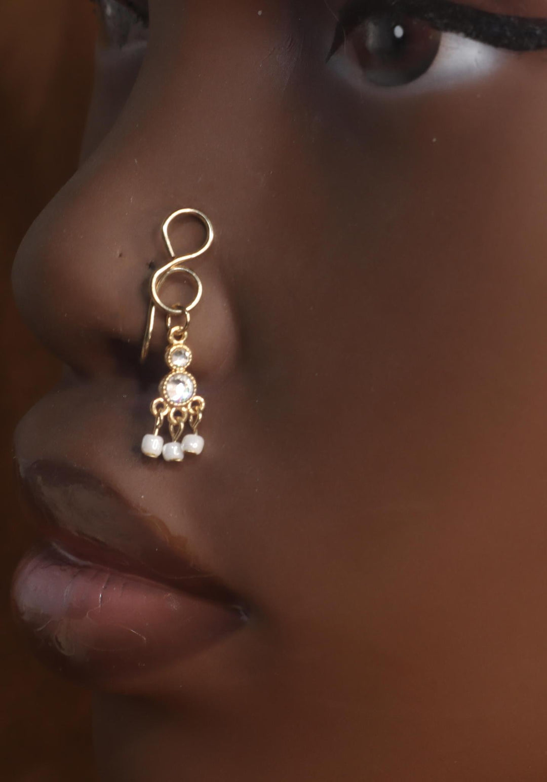 Handmade Dangle Swirl Pearl Charm Nose Cuff - YoniDa'Punani