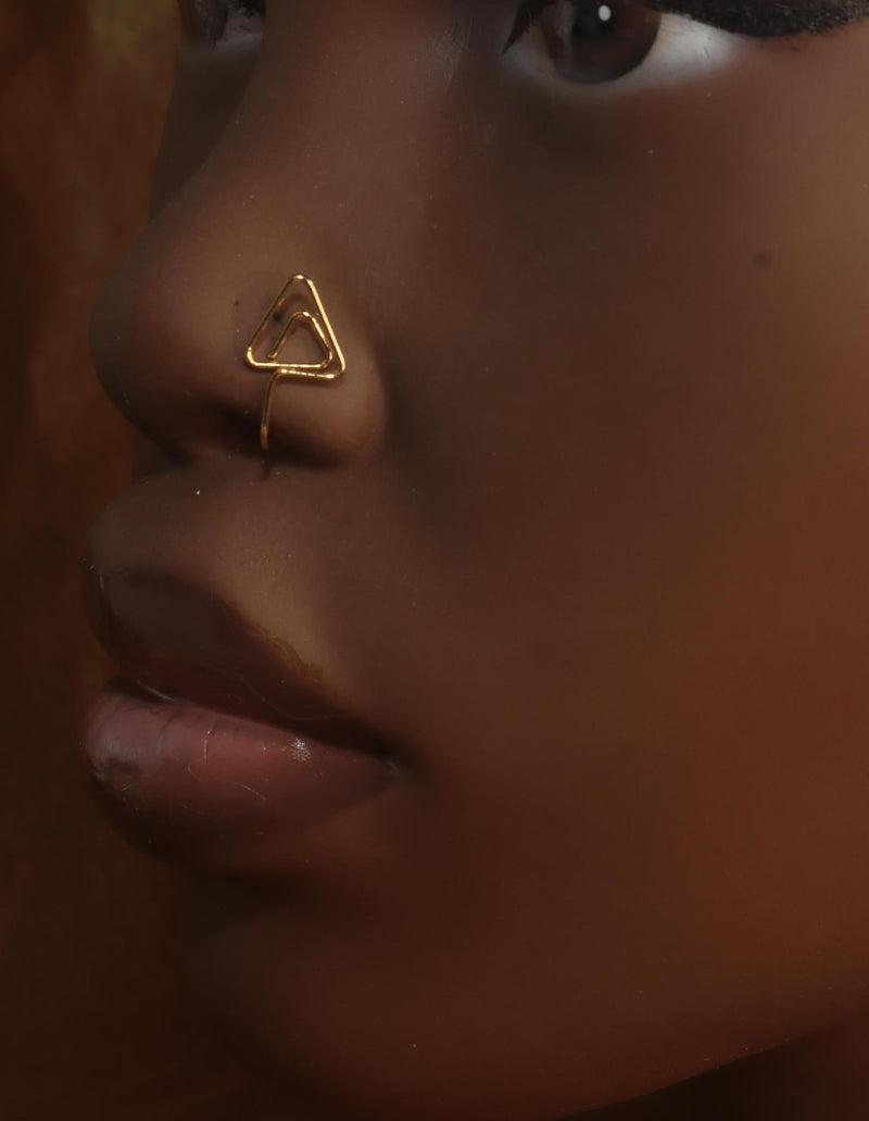 Handmade Wire Double Triangle Loop Nose Cuff - YoniDa&