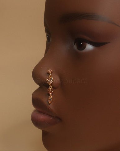 Harmony Dangle Chain Heart Gem Nose Stud Piercing - YoniDa'PunaniNose Stud