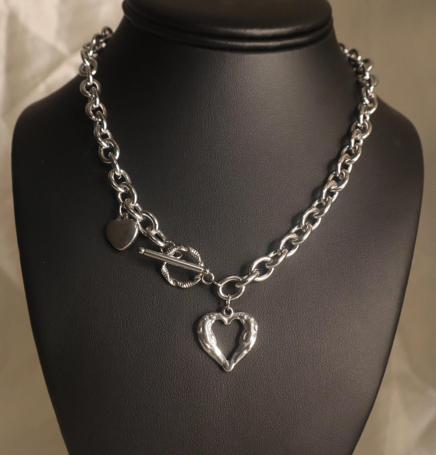 Heart Shape Necklace Choker Silver Jewelry - YoniDa'Punani