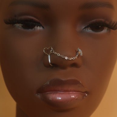 Heaven L bend Nose Ring Chain Cuff Stud Piercing Jewelry - YoniDa'PunaniNose Stud / Chain