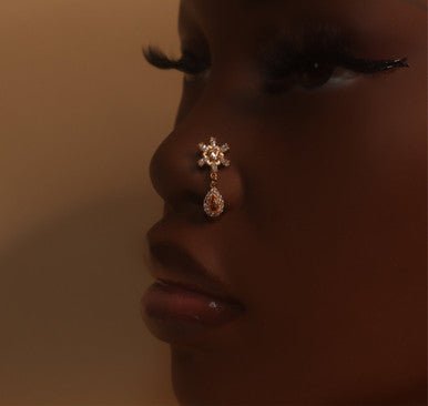 Hustle Dangle CZ Gem Nose Stud Piercing - YoniDa'PunaniNose Stud