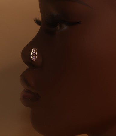 Triple Heart Gem Nose Stud Piercing Jewelry - YoniDa'PunaniNose Stud