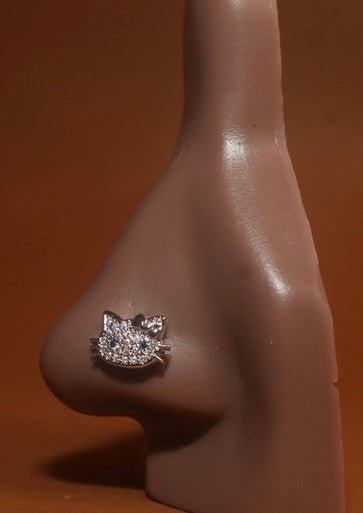 Kitty 2.0 Cubic Zirconia Kitty Nose Stud Piercing Jewelry - YoniDa'PunaniNose Stud