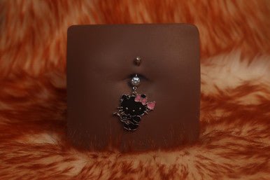 Black Pink Bow Kitty Navel Belly Button Piercing Jewelry - YoniDa'PunaniBelly Button