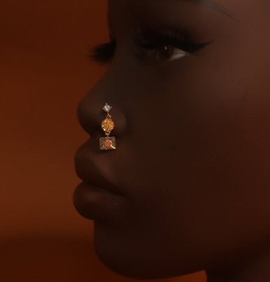 Dangle Love mail Gem Cubic Zirconia Nose Stud Piercing Jewelry - YoniDa&