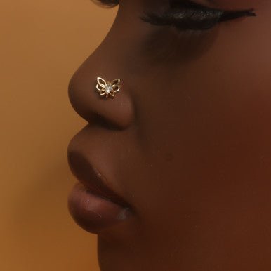 Miley Flower Butterfly Nose Stud L bend - YoniDa'Punaninose stud