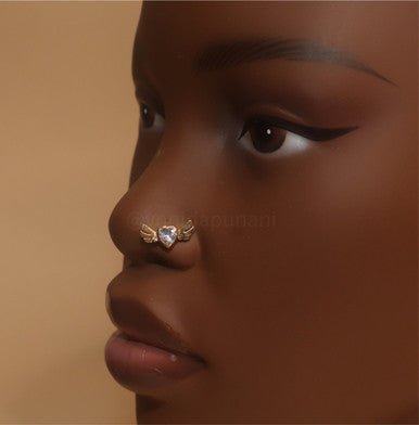 Mini Heart Wings CZ Nose Stud Piercing - YoniDa'PunaniNose Stud