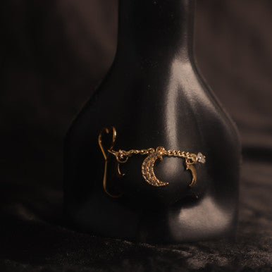 Half Moon Chain Nose Cuff Stud Piercing Jewelry - YoniDa'PunaniNose Stud / Chain