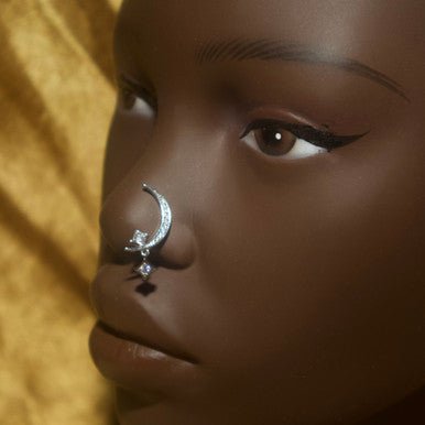 Half Moon Dangle Gem Nose Stud Jewelry - YoniDa'Punaninose stud