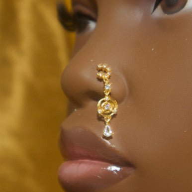 NIAMH Dangle Gem Nose Stud Ring Piercing Jewelry - YoniDa&