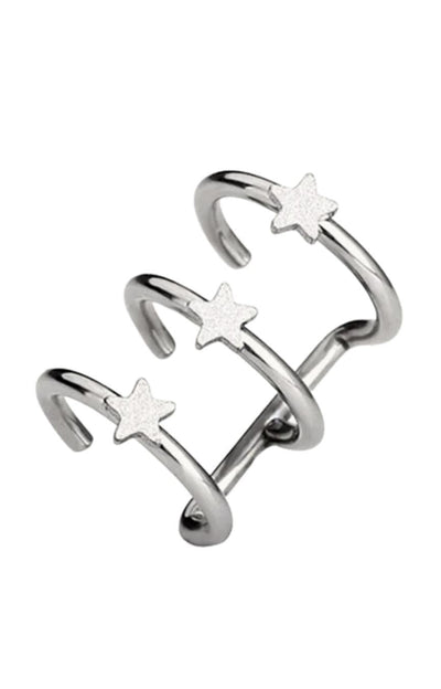 Non Piercing Ear Cuff Three Star Hook Ring - YoniDa'Punani