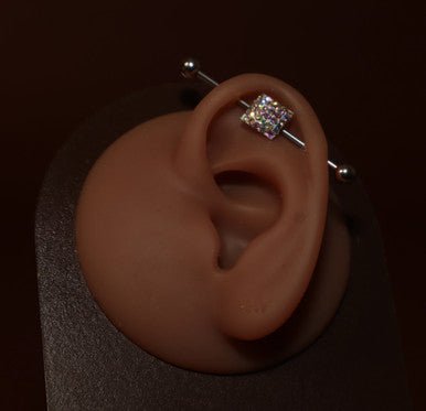Square Steel Industrial Barbell Earring Cartilage - YoniDa'PunaniIndustrial bar